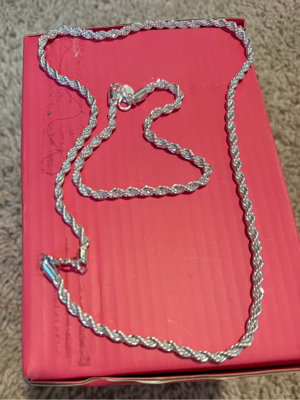 Set Sterling Silver Twisted Rope Necklace and bracelet Shiny Silver
